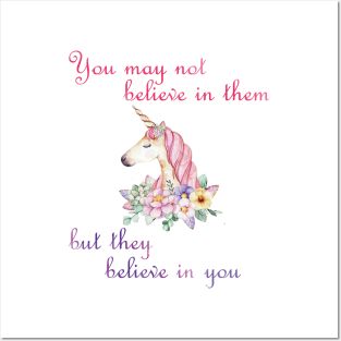 unicorns believe in you- watercolor Posters and Art